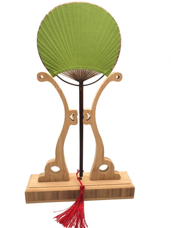 Abanico japonés - Uchiwa - Madera y papel - Pequeño - Verde Claro 1