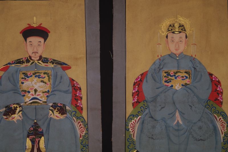 Ahnenpaare und Kaiser Chinesische Malerei Azurblau 2