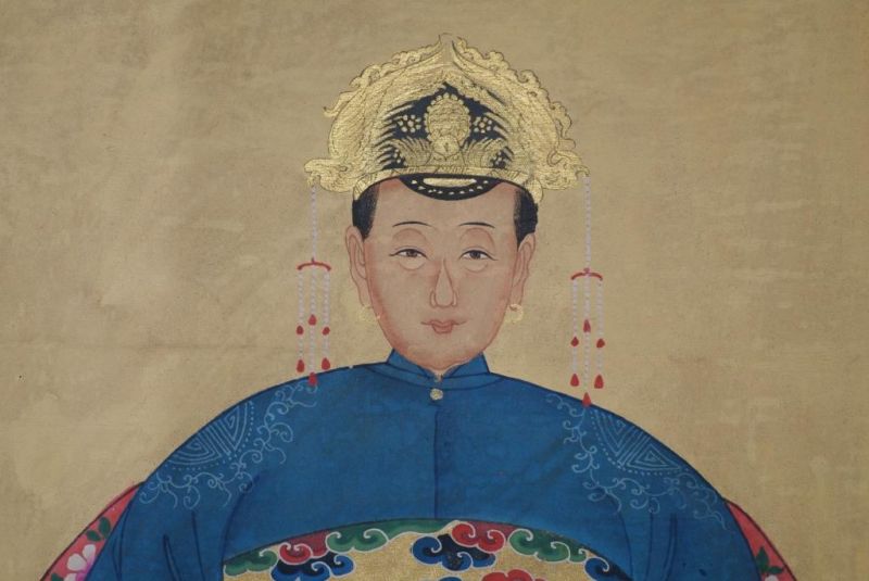 Ahnenpaare und Kaiser Chinesische Malerei Blau 3