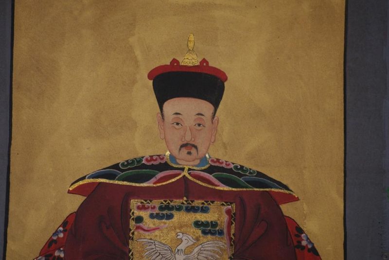 Ahnenpaare und Kaiser Chinesische Malerei Bordeauxrot 4