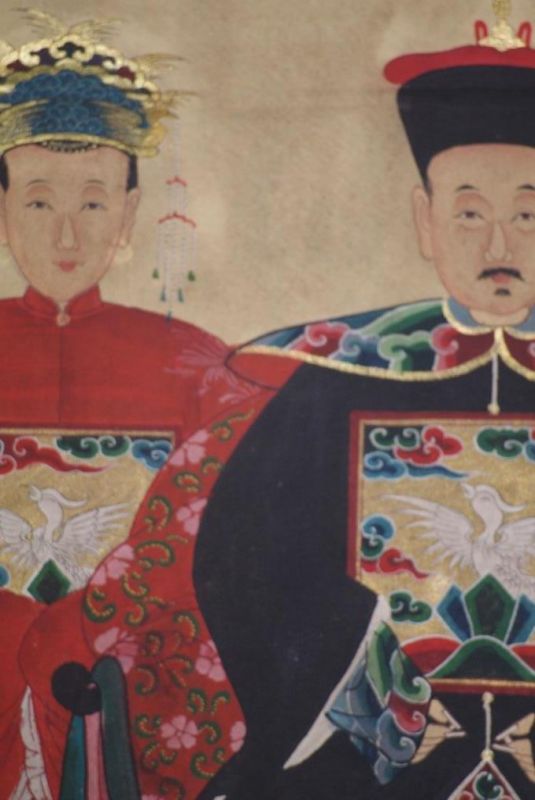 Ahnenpaare und Kaiser Chinesische Malerei Rot und Schwarz 3