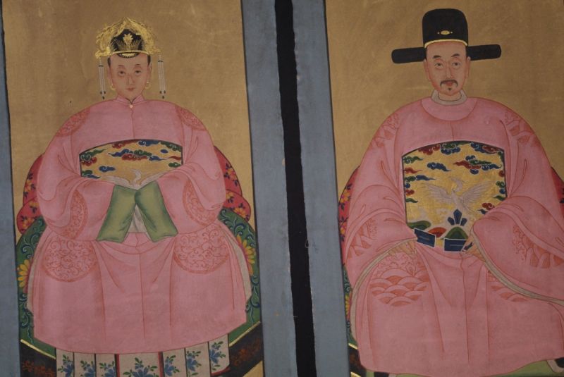 Ahnenpaare und Kaiser Ming Chinesische Malerei Rosa 2