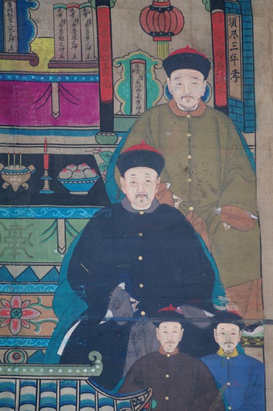 Alte chinesische Ahnen Porträtmalerei - Ahnenbilder - 8 Charaktere - Qing-Dynastie 4