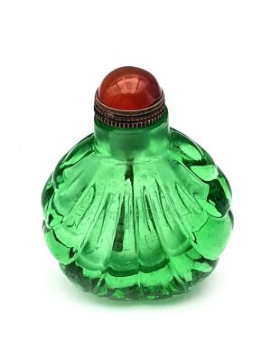 Alte chinesische Schnupftabakflasche - Geblasenes Glas - Concha - Verde