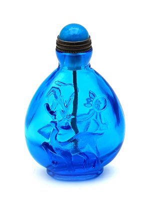 Alte chinesische Schnupftabakflasche - Geblasenes Glas - Der Tiger und der Hirsch