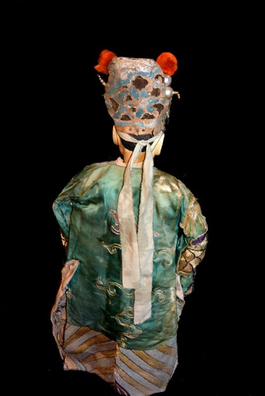 Alte chinesische Theater-Marionette - Fujian-Provinz - Drachengrünes Kleid - Chinesische Oper 5