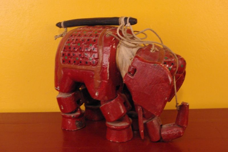 Alte hölzerne Elefant Marionette 5