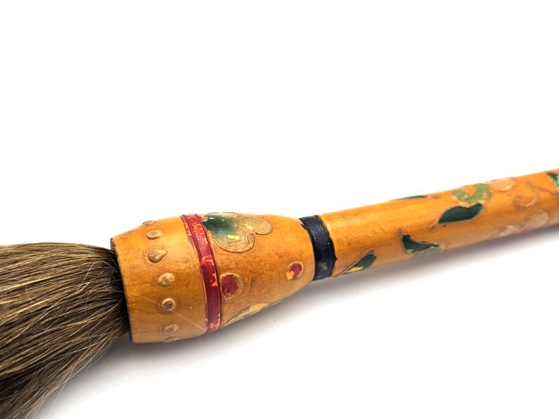 Ancient Chinese Wooden Brush - 80's - Flowers 2