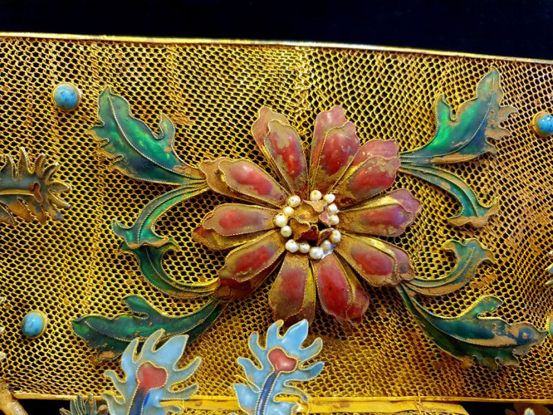 Antiguo Sombrero de teatro dorado - Emperador y Emperatriz - Emperatriz de la dinastía Qing 4