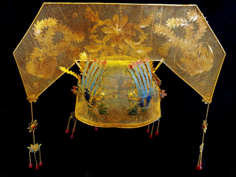 Antiguo Sombrero de teatro dorado - Emperador y Emperatriz - Emperatriz de la dinastía Qing 5