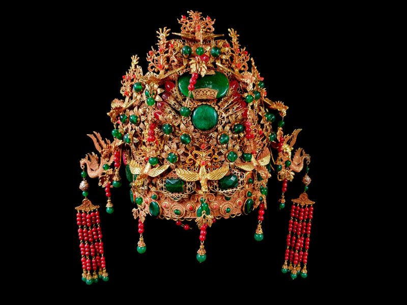 Antiguo Sombrero de teatro dorado - Emperador y Emperatriz - Jade 1