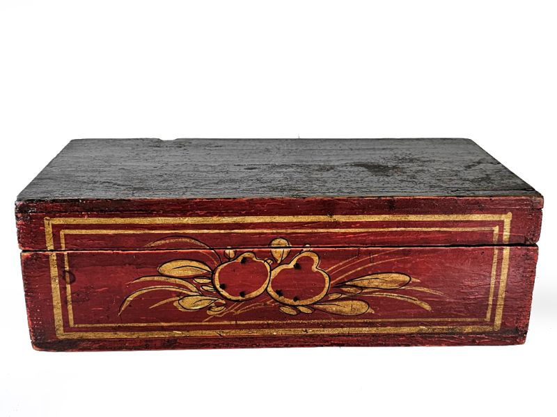 Antique Red Wood - Chinese Chest with Flowers 1