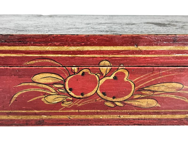 Antique Red Wood - Chinese Chest with Flowers 2