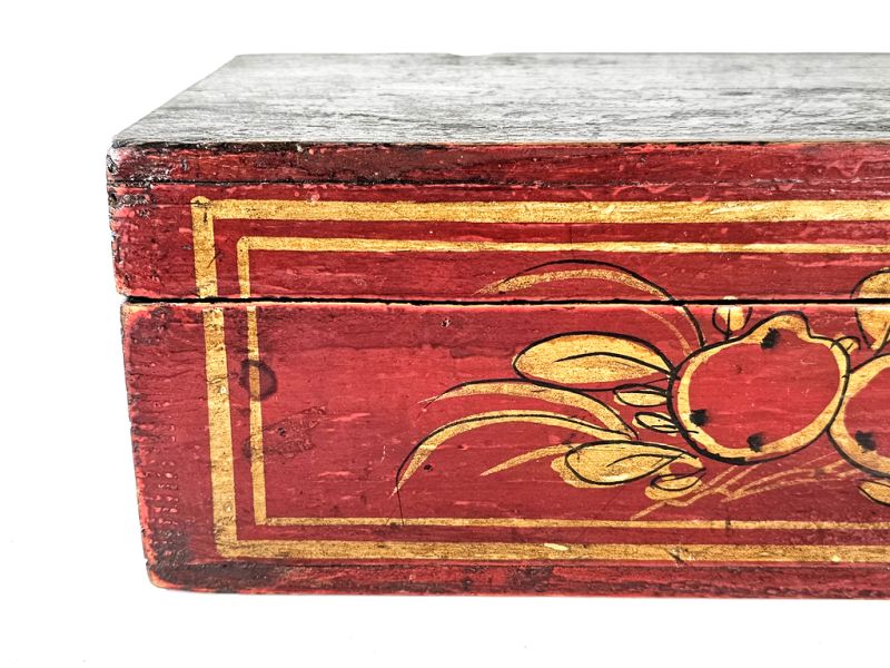 Antique Red Wood - Chinese Chest with Flowers 3