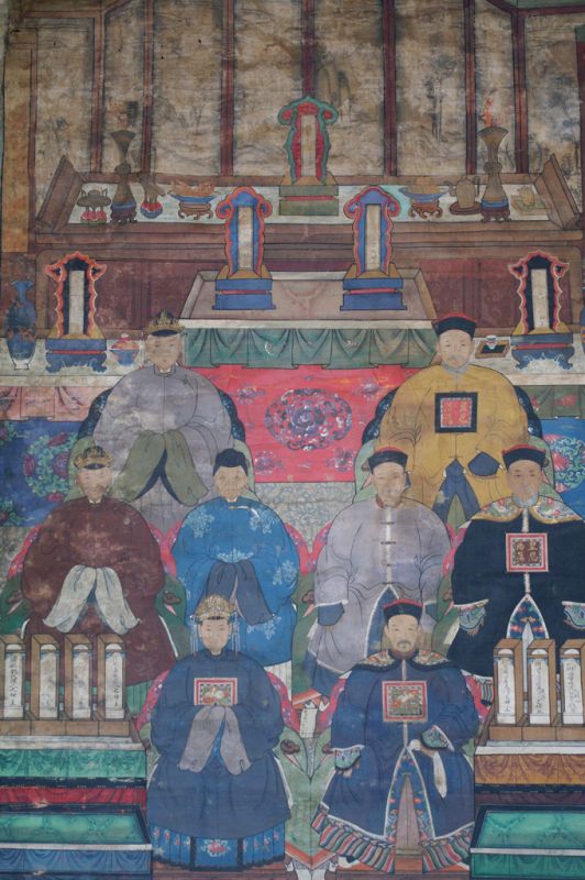 Antique - Very large Chinese ancestors portrait painting - Qing Dynasty - 6 characters 2