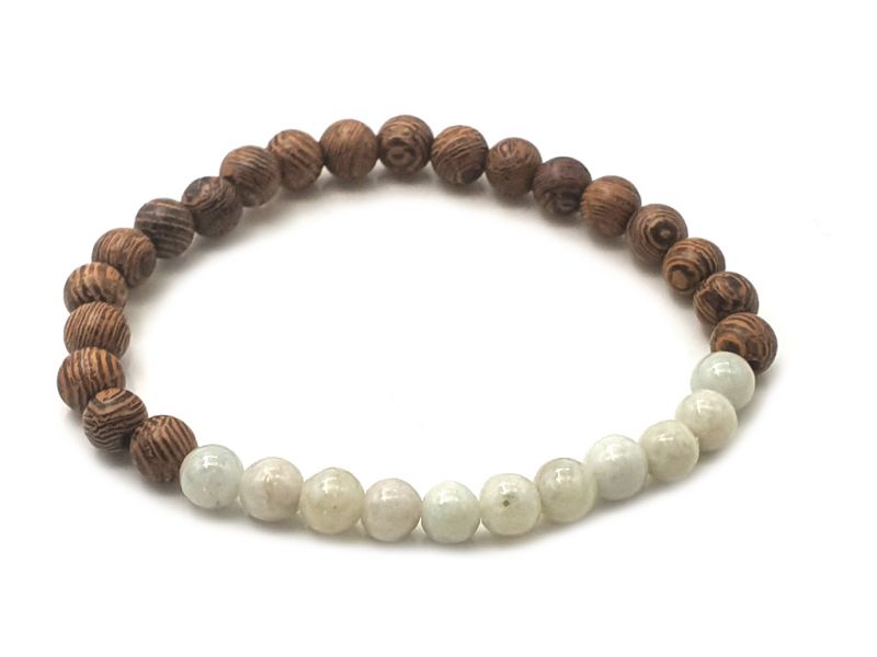 Armband aus Jade und Holz - 6mm - Afrikanisches Rosenholz und helle Jade 4