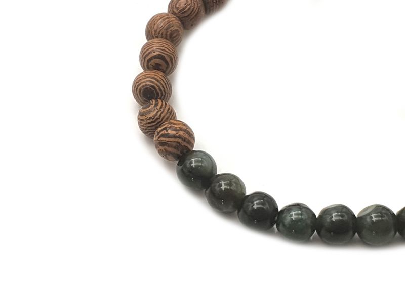 Armband aus Jade und Holz - 6mm - Afrikanisches Rosenholz und imperiale Jade 2