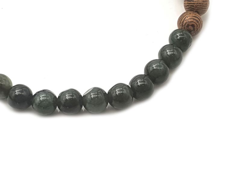 Armband aus Jade und Holz - 6mm - Afrikanisches Rosenholz und imperiale Jade 3