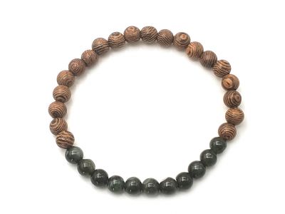 Armband aus Jade und Holz - 6mm - Afrikanisches Rosenholz und imperiale Jade