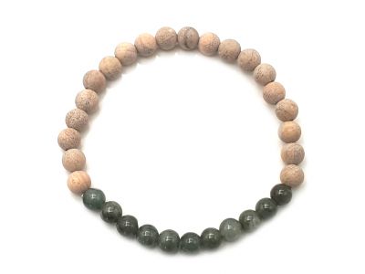 Armband aus Jade und Holz - 6mm - Kampfer und dunkelgrüne Jade