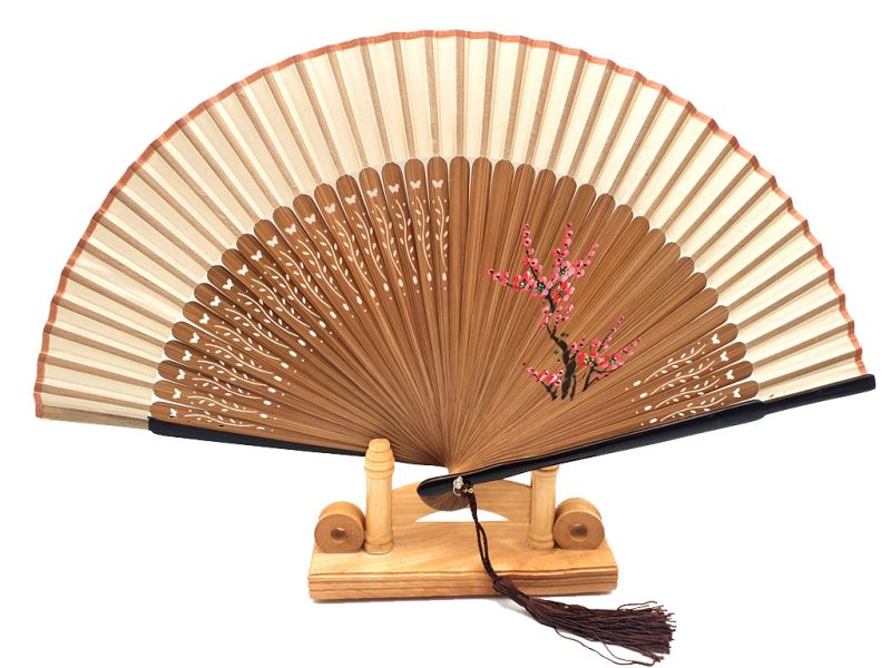 Asian Hand fan - Hand Painted - Cherry blossoms1