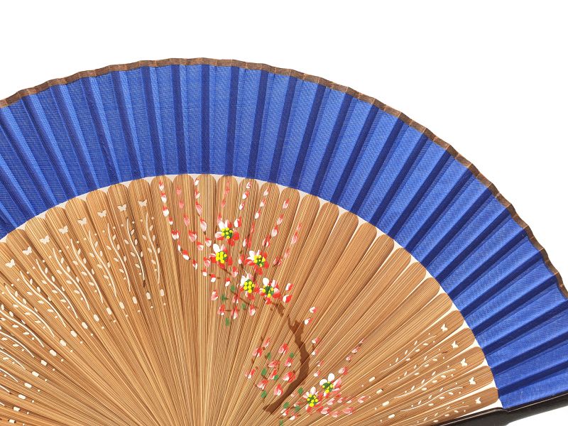 Asian Hand fan - Hand Painted - Navy blue 2