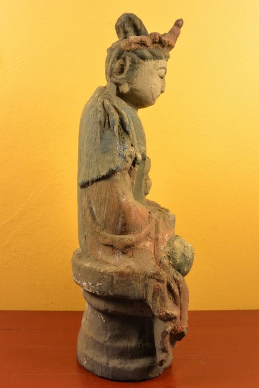 Asiatische Holzstatue Bodhisattva 4