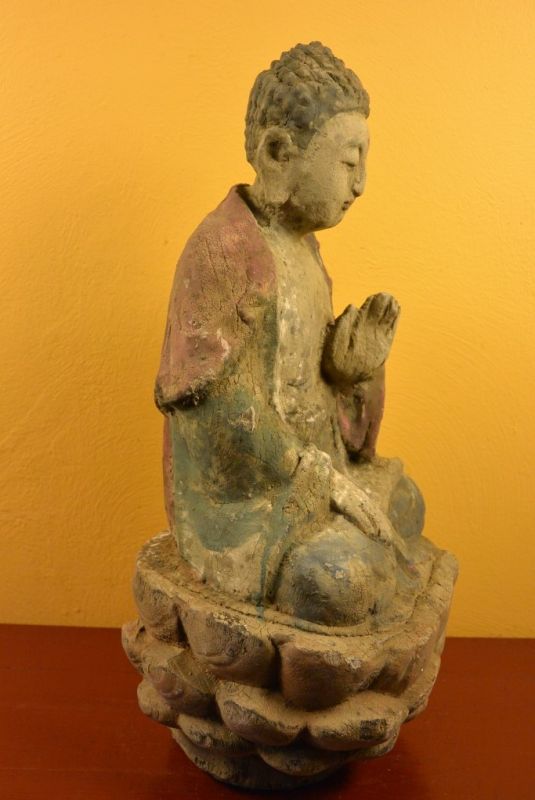 Asiatische Holzstatue Buddha auf Lotos-Blume 4