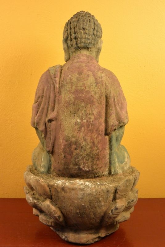 Asiatische Holzstatue Buddha auf Lotos-Blume 5