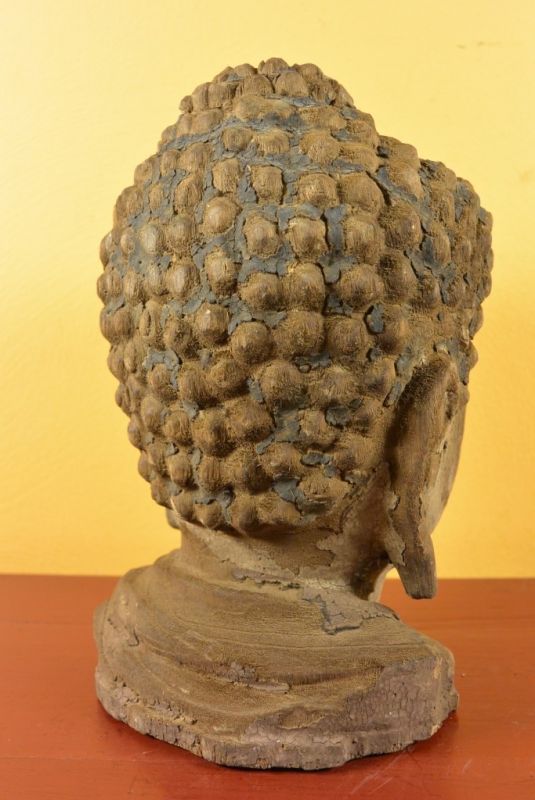 Asiatische Holzstatue Buddha-Kopf 4