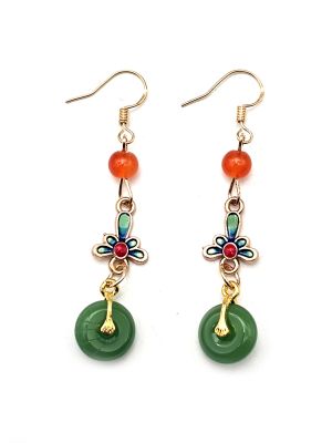 Boucles d'oreilles chinoises en émail - Cloisonné