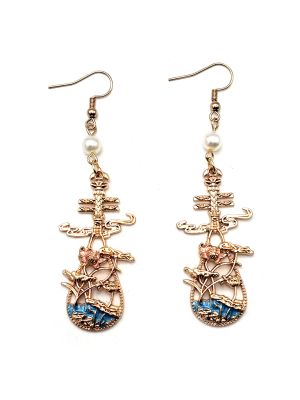 Boucles d'oreilles chinoises en émail - Cloisonné - Les lotus de l'étang