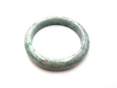 Bracelet en Jade - Jonc en Jade catégorie A - Avec Certificat - Vert et Blanc Bracelet en Jade - Jonc en Jade catégorie A - Avec Certificat - Vert et Blanc