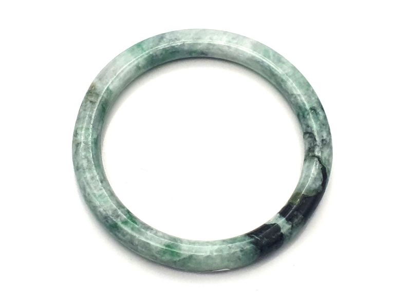 Brazalete de jade real - Pulsera de jade - tienda de jade - 5,75cm - Varios verdes - jaspeado 1