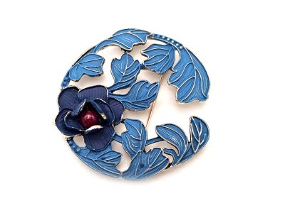 Broche chinoise en émail - Cloisonnée - La fleur