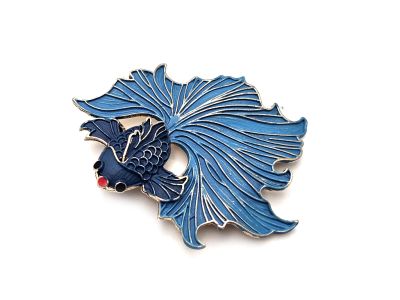 Broche chinoise en émail - Cloisonnée - Le poisson japonais