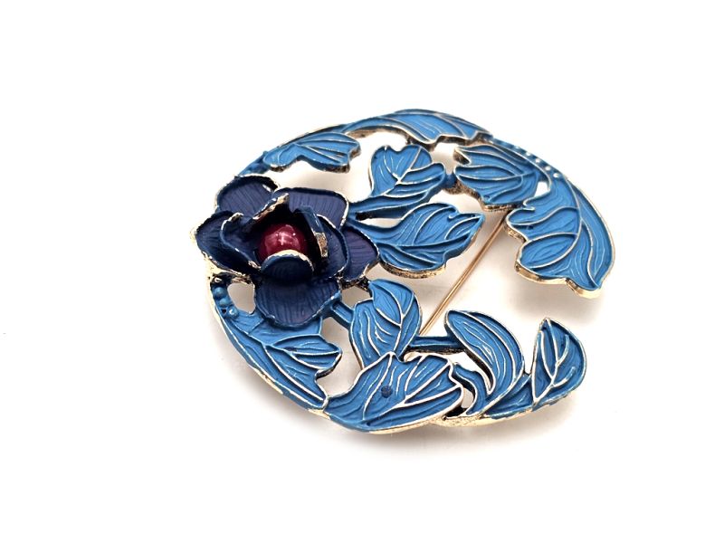 Broche de esmalte chino - Cloisonne - la flor 2