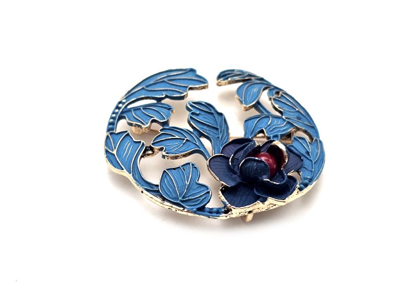 Broche de esmalte chino - Cloisonne - la flor 4