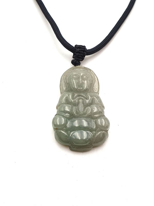 Buddhistischer Anhänger - Echte Jade - Kategorie A - Buddha - Transparentes Grün 2