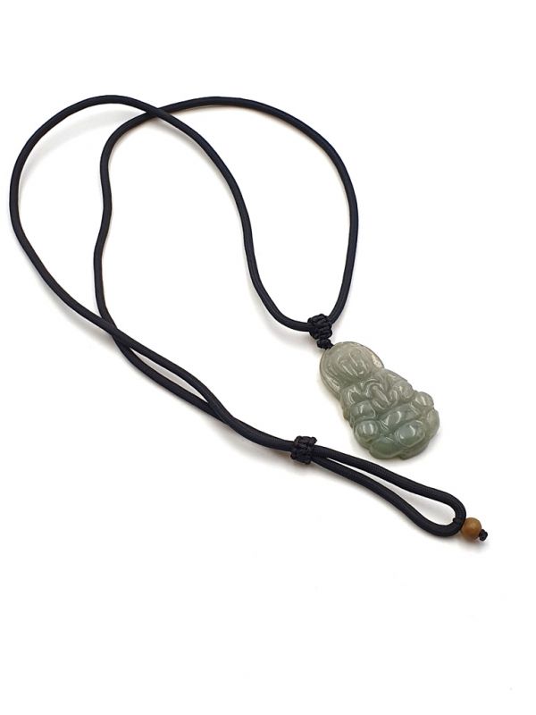 Buddhistischer Anhänger - Echte Jade - Kategorie A - Buddha - Transparentes Grün 3