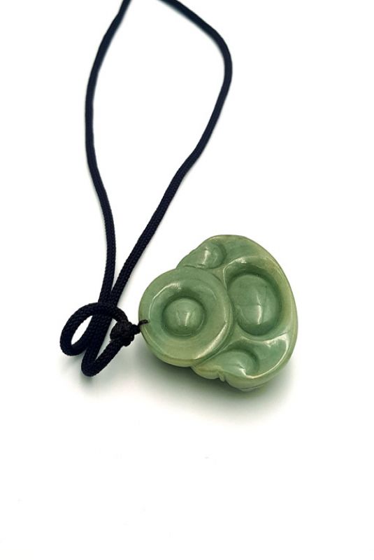 Buddhistischer Anhänger - Echte Jade - Kategorie A - Großer lachender Buddha - Imperial Green 4