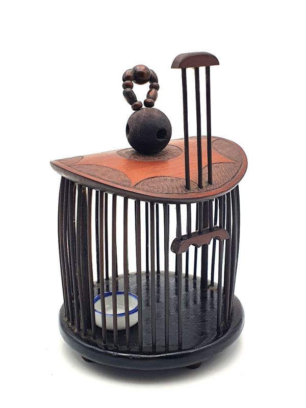 Grande cage à oiseaux en bambou, ronde à suspendue, bâton en bois