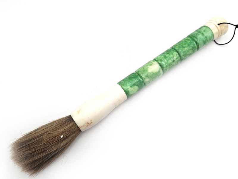 Chinese Calligraphy Brush in Stone - Traditional Art - Green 1