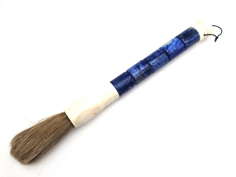 Chinese Calligraphy Brush in Stone - Traditional Art - Navy blue 1