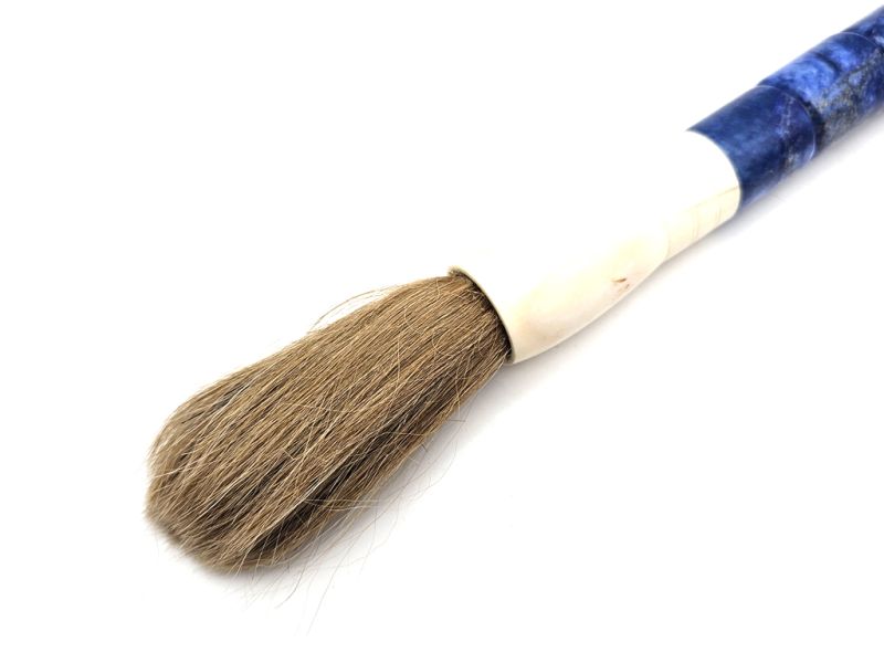 Chinese Calligraphy Brush in Stone - Traditional Art - Navy blue 2