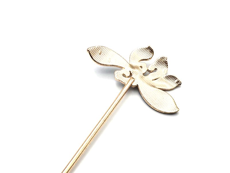 Chinese Cloisonné Enamel Hair Stick - Large flower - Navy blue 3