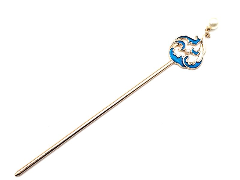 Chinese Cloisonné Enamel Hair Stick - The Ocean - Navy Blue 1