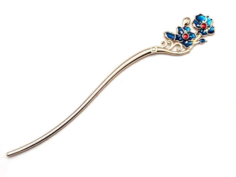 Chinese Cloisonné Enamel Hair Stick - The two flowers 1