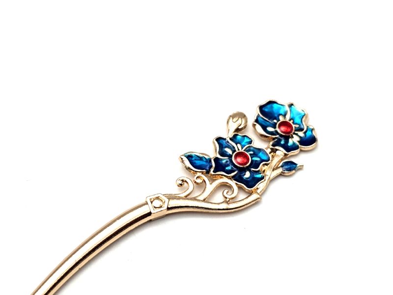 Chinese Cloisonné Enamel Hair Stick - The two flowers 2