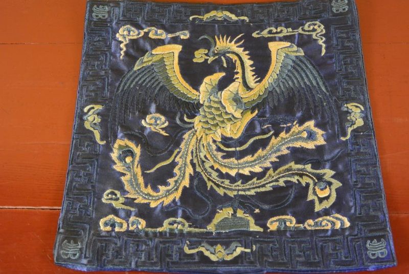 Chinese Embroidery - Square Ancestor - Emblem - Blue - Phoenix 1